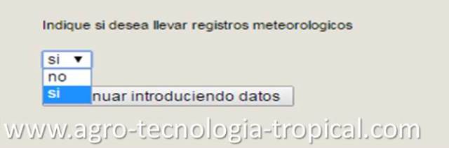 Registros meteorológicos en software de Agro-tecnologia-tropical